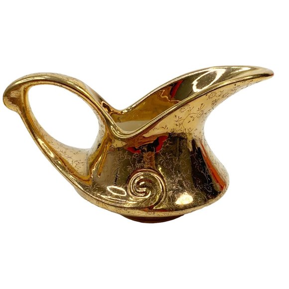 Vintage Pearl China Sugar Creamer 22 Kt Gold Floral Hollywood Regency MCM 40s - Picture 6 of 16